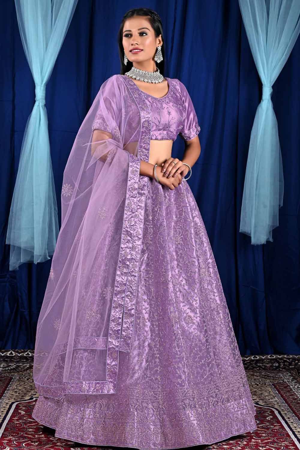 Gajiwala Womens Net Lehenga Purple-8968