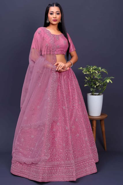 Gajiwala Womens Net Lehenga Pink-8973