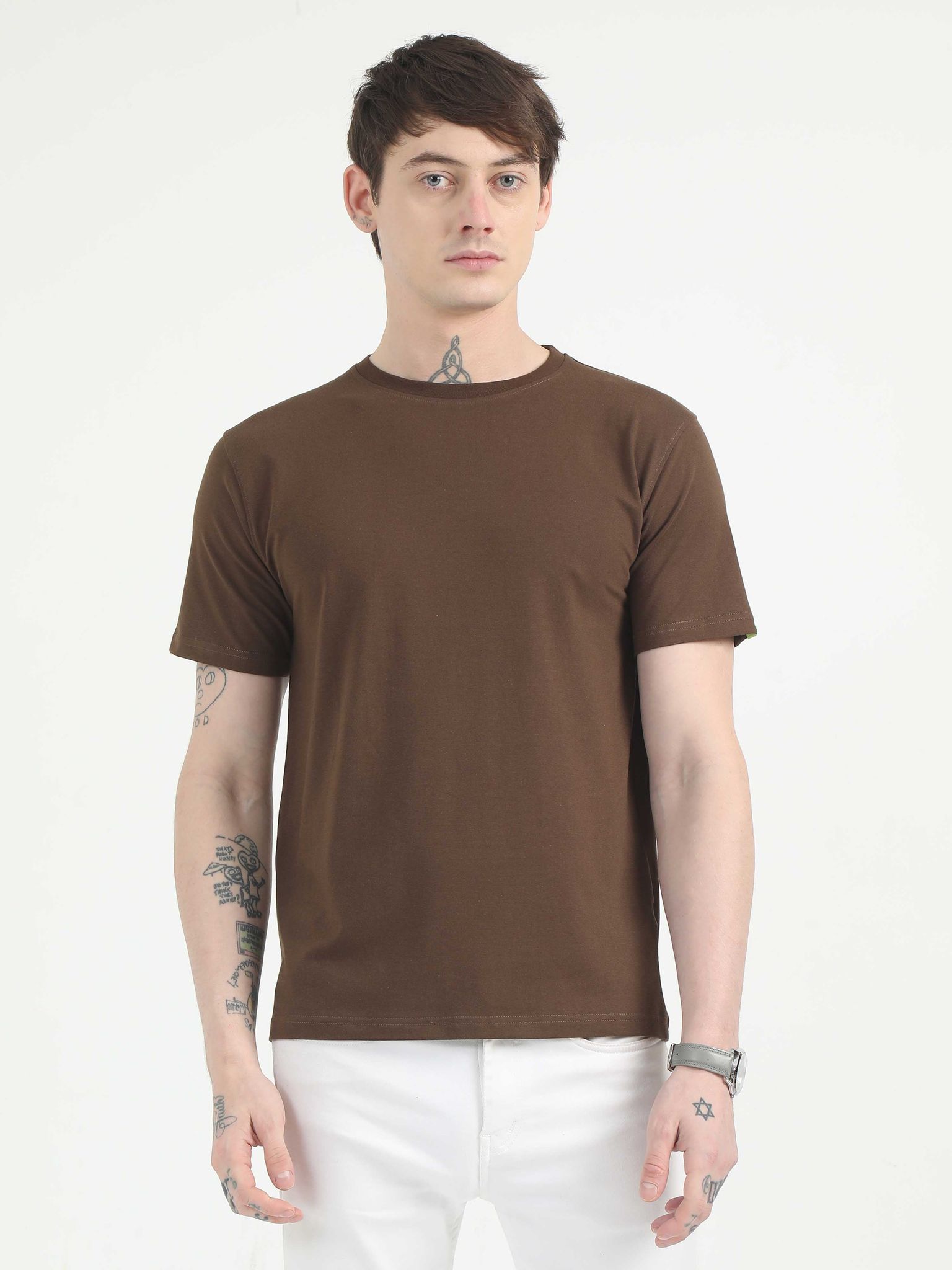 Caslay Organic - Chocolate Crew Neck Solid T-Shirt