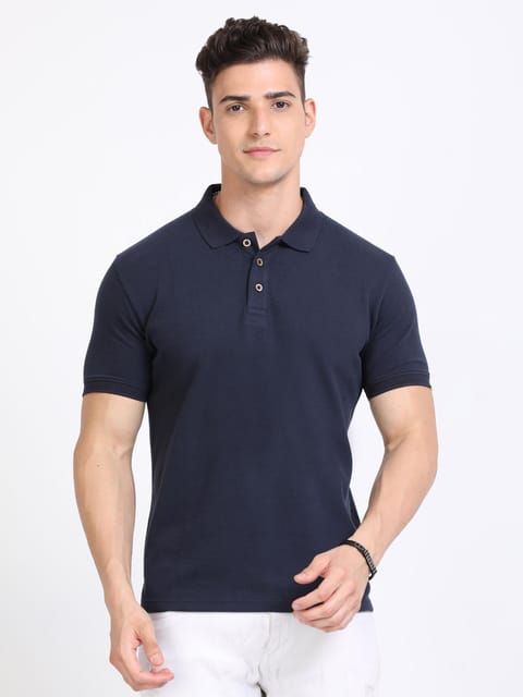 Sustainable Polo T-shirt - Navy Blue