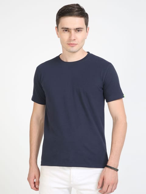 Sustainable Crew Neck T-shirt - Navy Blue