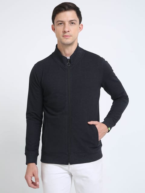 Sustainable Highneck  Zipper Jacket - Charcoal