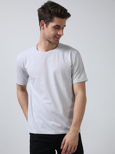 Sustainable Crew Neck T-shirt - White Melange