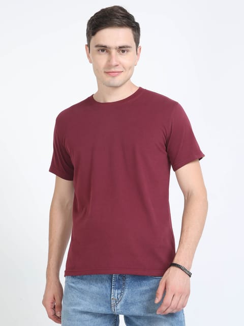 Sustainable Crew Neck T-shirt - Maroon