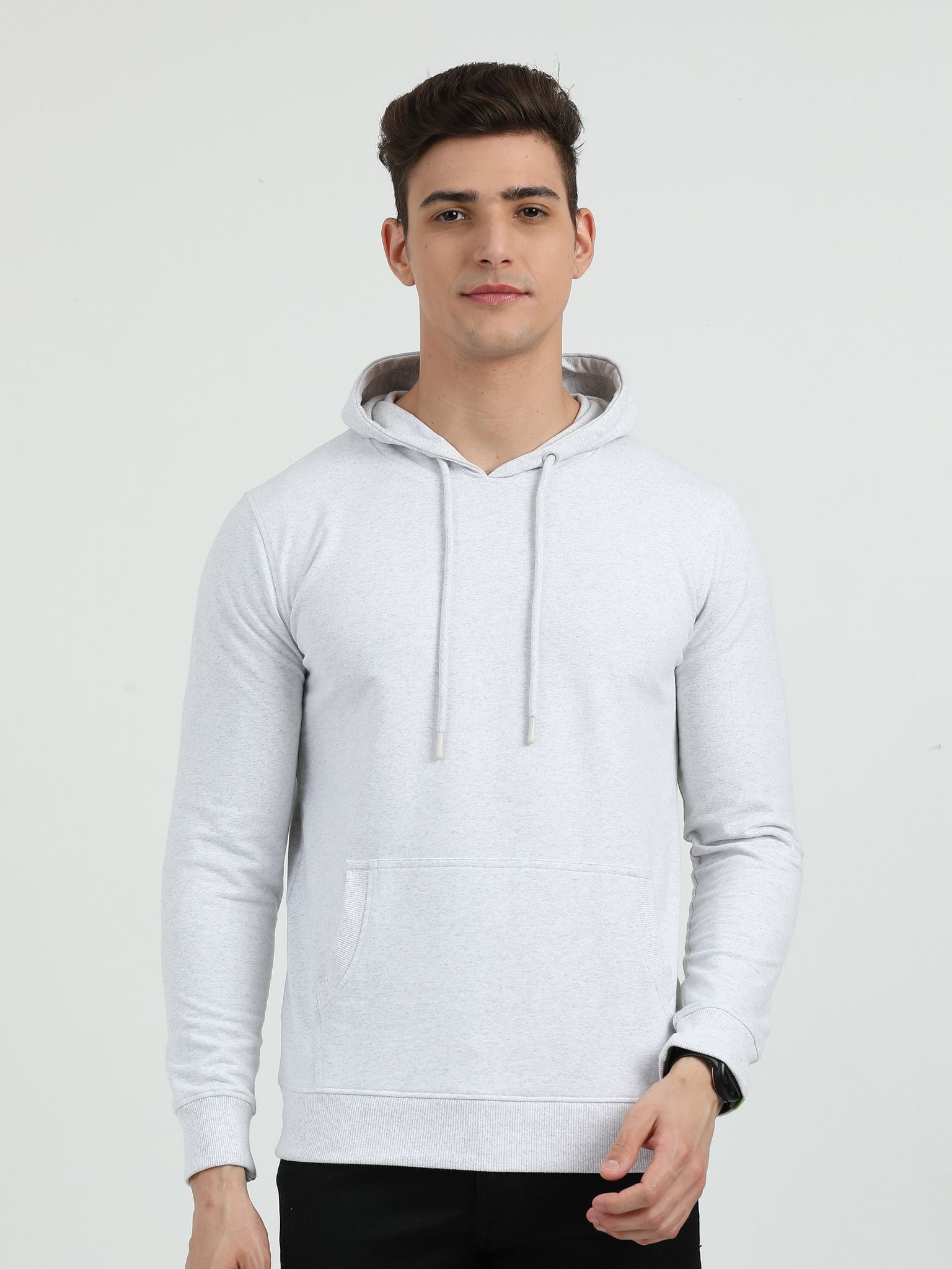 Sustainable White Melange Hoodie