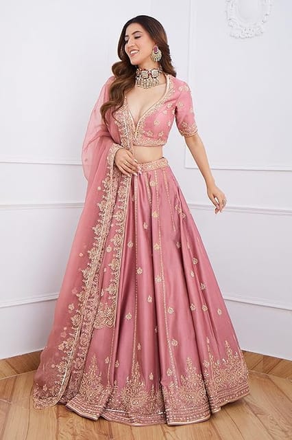 Trendmalls Women'S Embroidery Sequence Work Semi-Stitched Bridal Lehenga Choli With Dupatta For Women(New-Bridal-Latest-Wedding-Lehenga-Free Size)