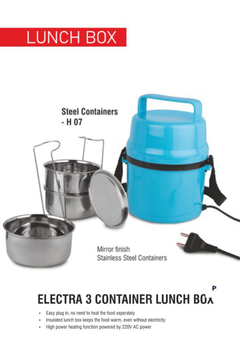 PUTHUSU ELECTRA STEEL 3 CONTAINER LUNCH BOX H 07