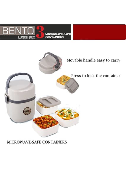 PUTHUSU BENTO TRAVEL LUNCH BOX SET OF 3 MICROWAVE SAFE CONTAINER H 154