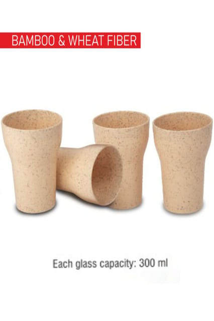 PUTHUSU BAMBOO WATER GLASSES 300 ML SET OF 4 GLASS H 188