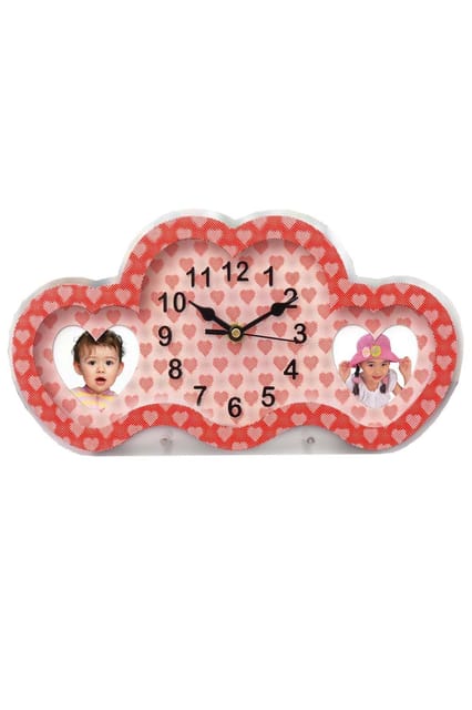 PUTHUSU HEART STYLE 3D ILLUSION CLOCK WITH DUAL PHOTO FRAME D 28