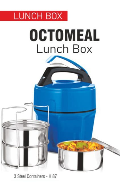 PUTHUSU OCTOMEAL LUNCH BOX SET OF 3 STEEL CONTAINER H 87