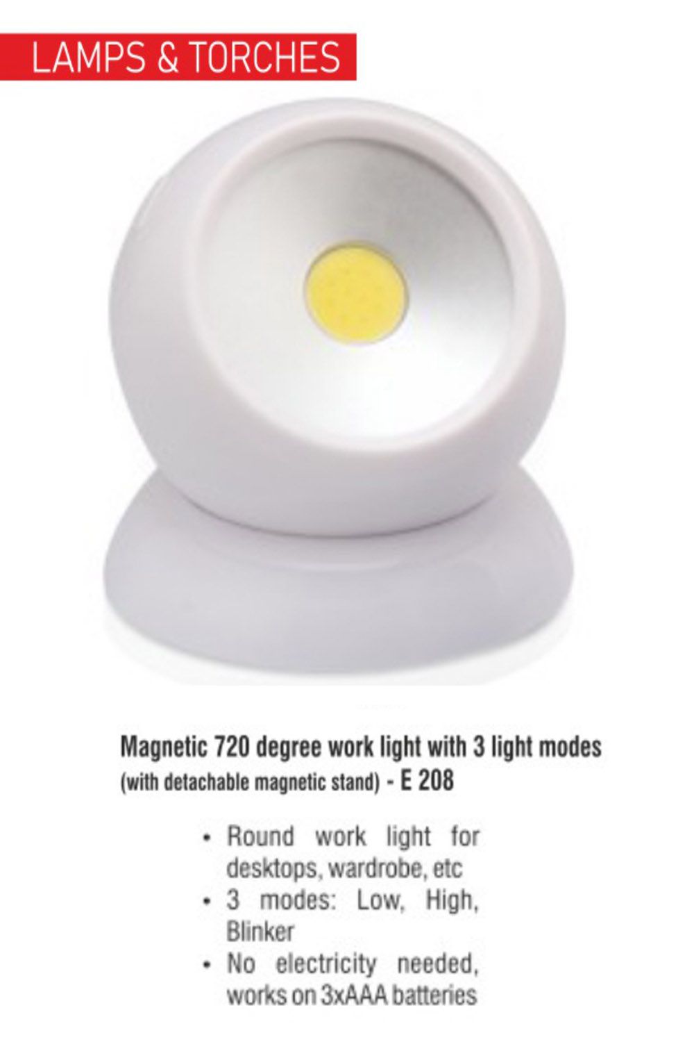 PUTHUSU MAGNETIC 720 DEGREE WORK LIGHT WITH LIGHT MODE E 208