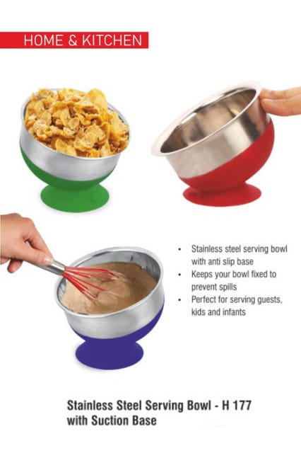 PUTHUSU STAINLESS STEEL SERVING BOWL WITH SUCTION BOWL  H 177