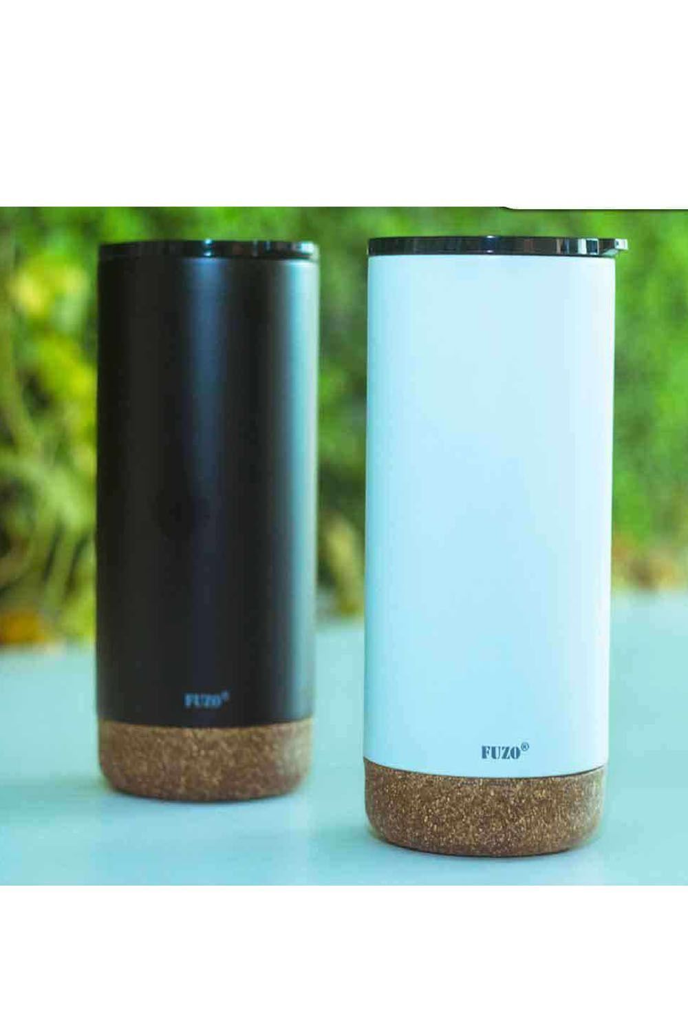 FUZO Double Wall Stainless steel Mug With Cork Coaster ARTR TGZ 396  BLACK