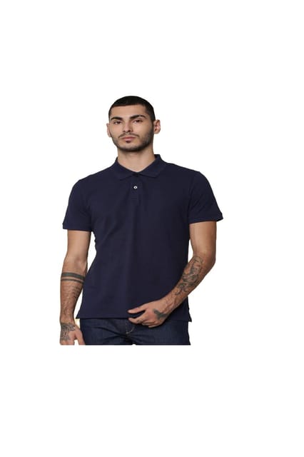 Jack&Jones Men's Solid Polo T-Shirt Navy Blue