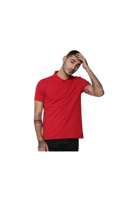 Jack&Jones Men's Solid Polo T-Shirt Red