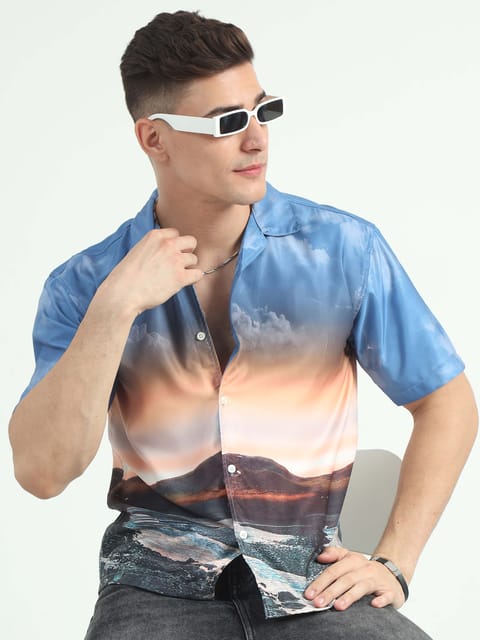 Men Dusk Skyline Oversized Shirt-Dusk Skyline