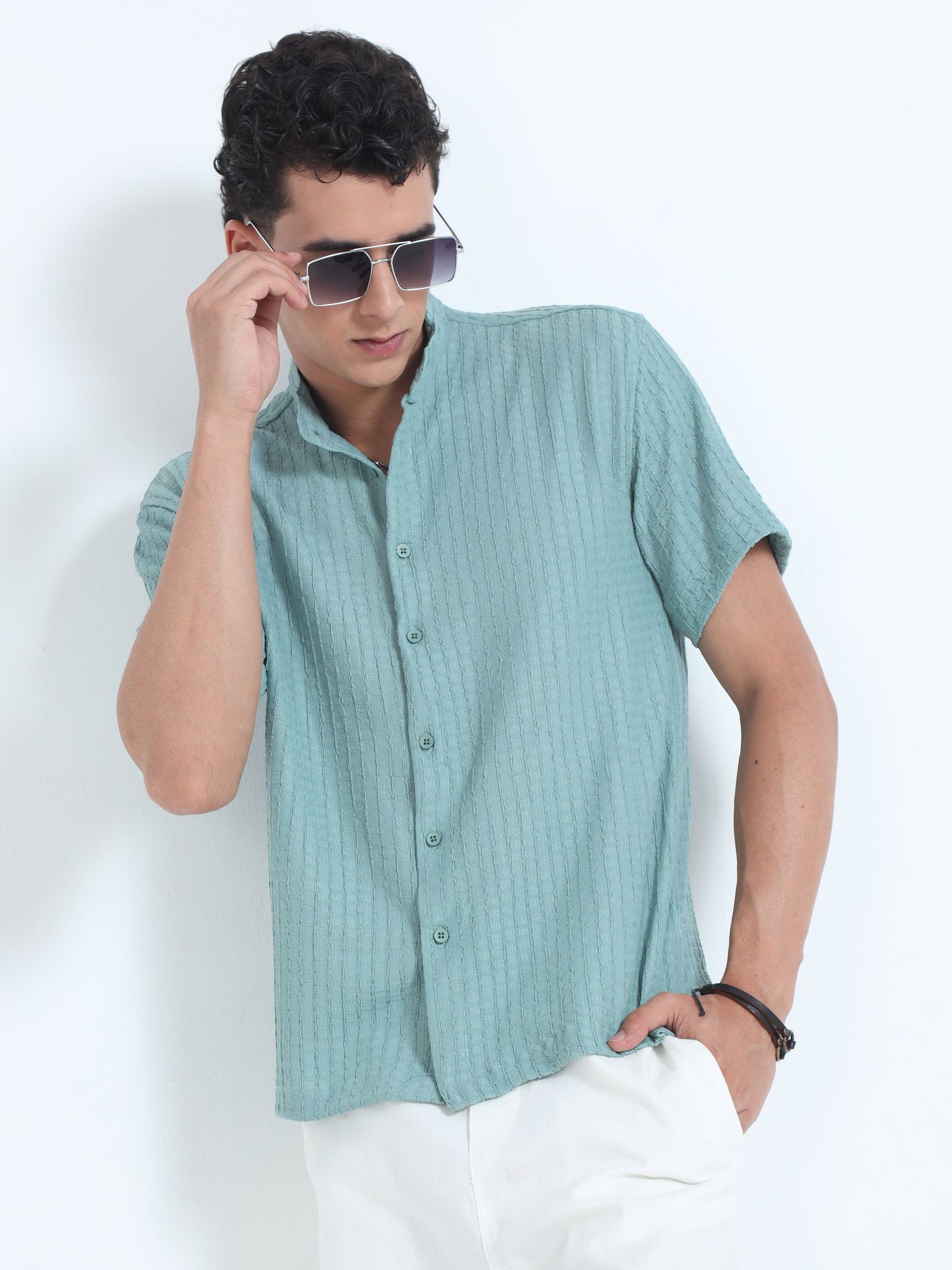 Men Summer Floruit Shirts-Mint