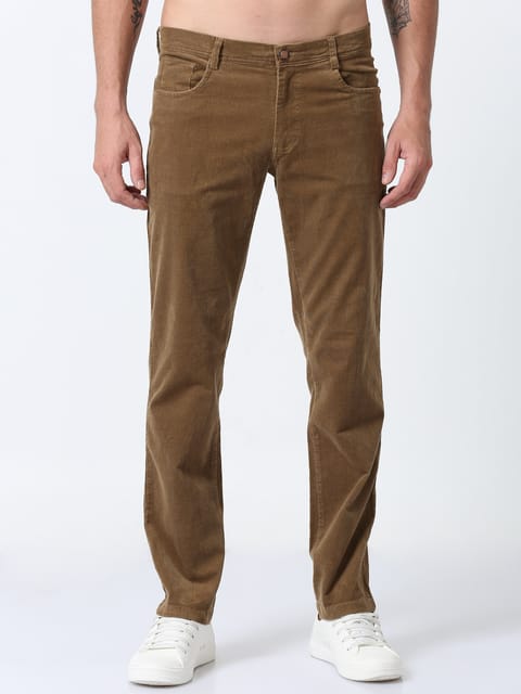 Men Corduroy Trousers-Khaki