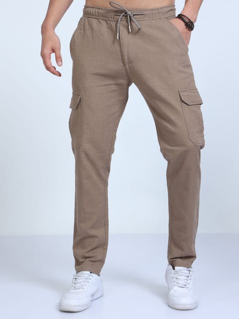 Men Lazy Linen Pants-Camel