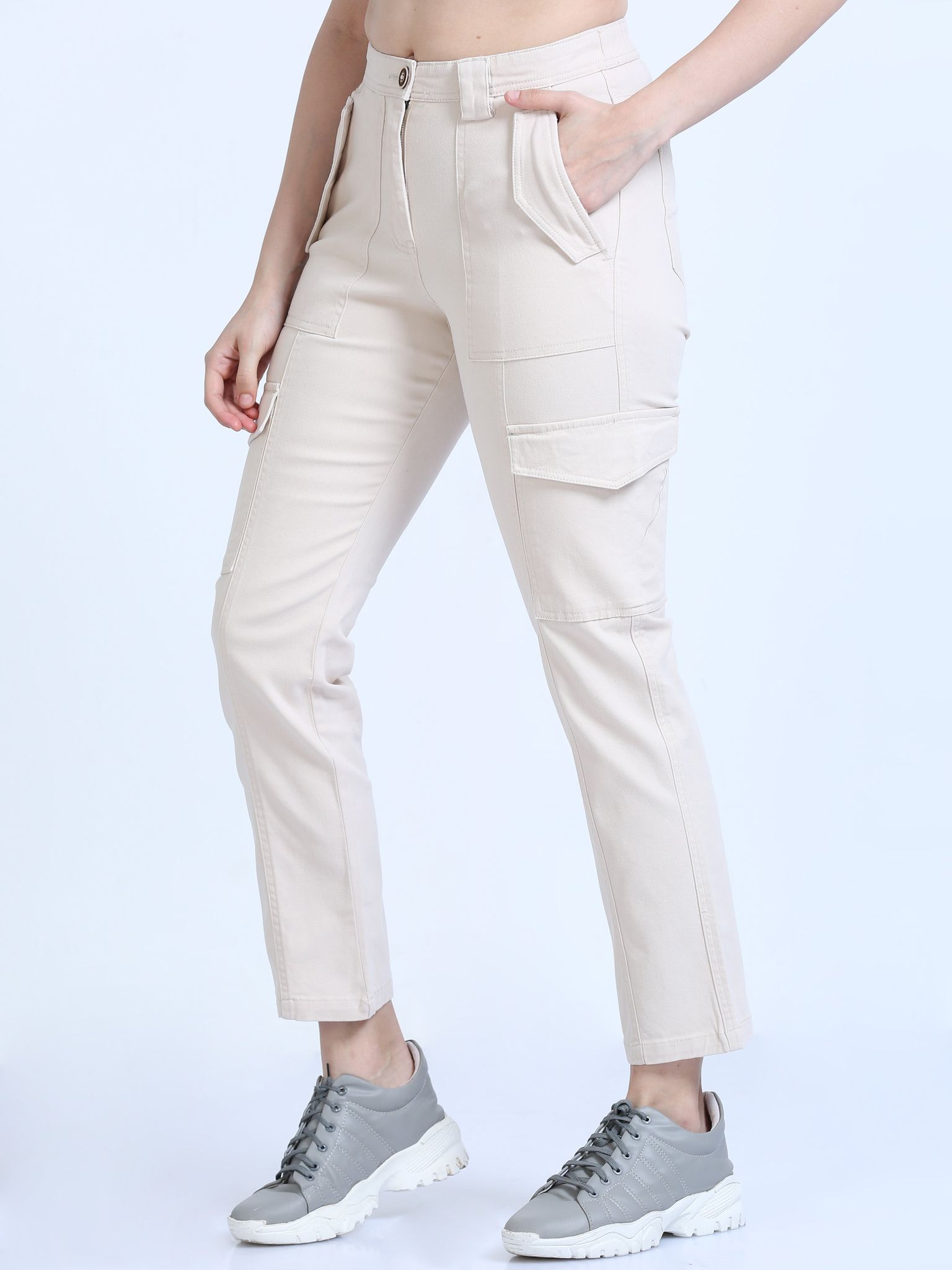 Women Bolsillo Cargo-Cream