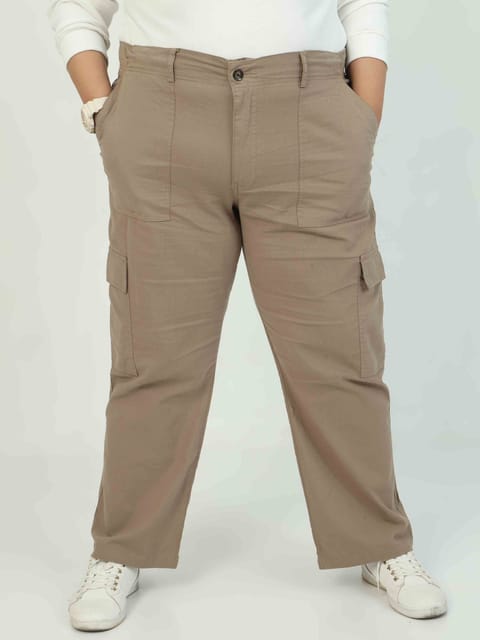 Women Curve Cargos-Beige