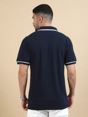 Contrast Collar Polo - Navy