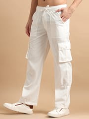 Plus Size Utility Relaxed Fit Cargo Pant -White