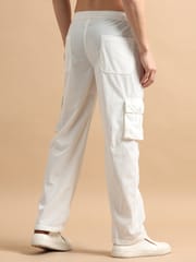 Plus Size Utility Relaxed Fit Cargo Pant -White