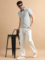 Plus Size Utility Relaxed Fit Cargo Pant -White