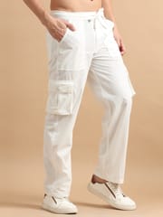 Plus Size Utility Relaxed Fit Cargo Pant -White