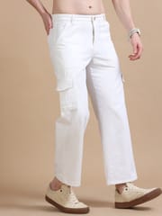 Plus Size White Utility Denim Cargo