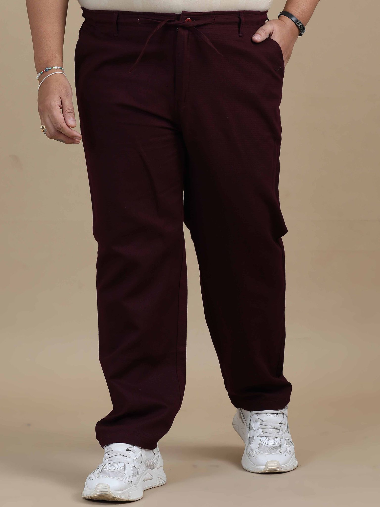 Plus Size Relaxed Fit Trouser-Seal Brown