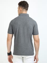 Plus Size Charcoal Grey Melange Men's Polo T-shirt