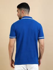 Contrast Collar Polo - Blue