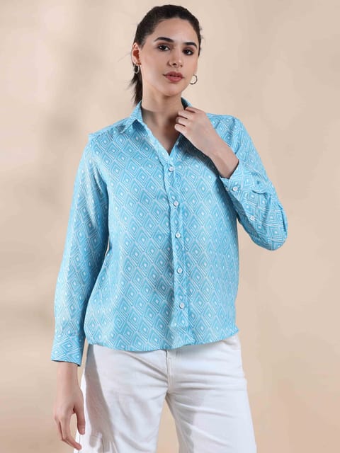 Turquoise Tide Summer Cotton Shirt