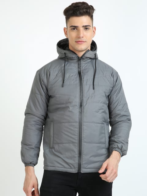 Dove Grey Bomber Jacket with Hood