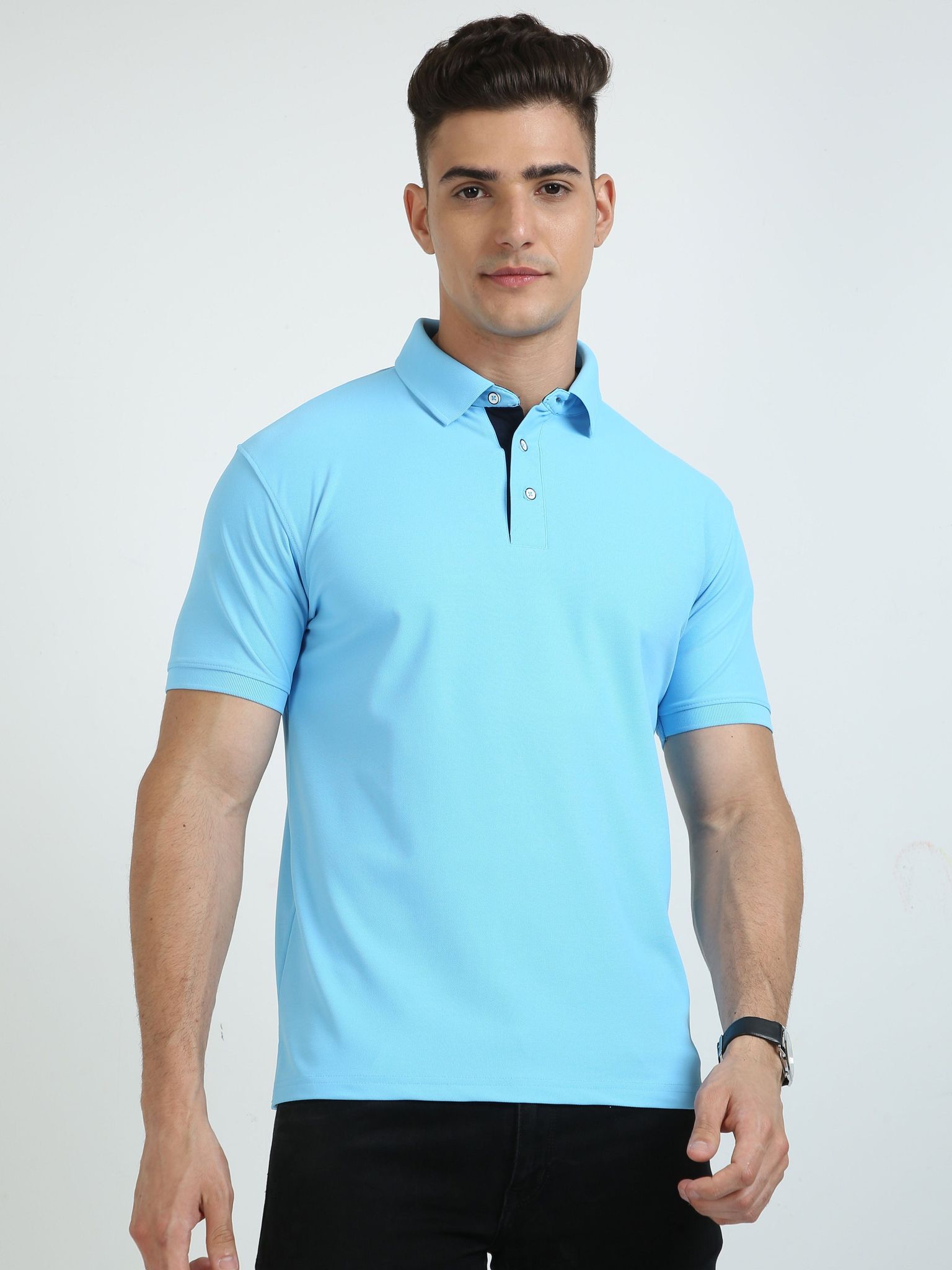 Sky Blue Men's Polo T-shirt