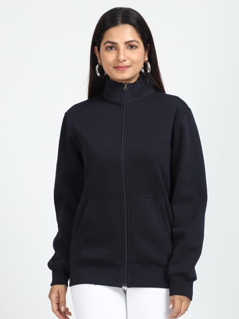 Navy Blue High Neck Sweatshirt