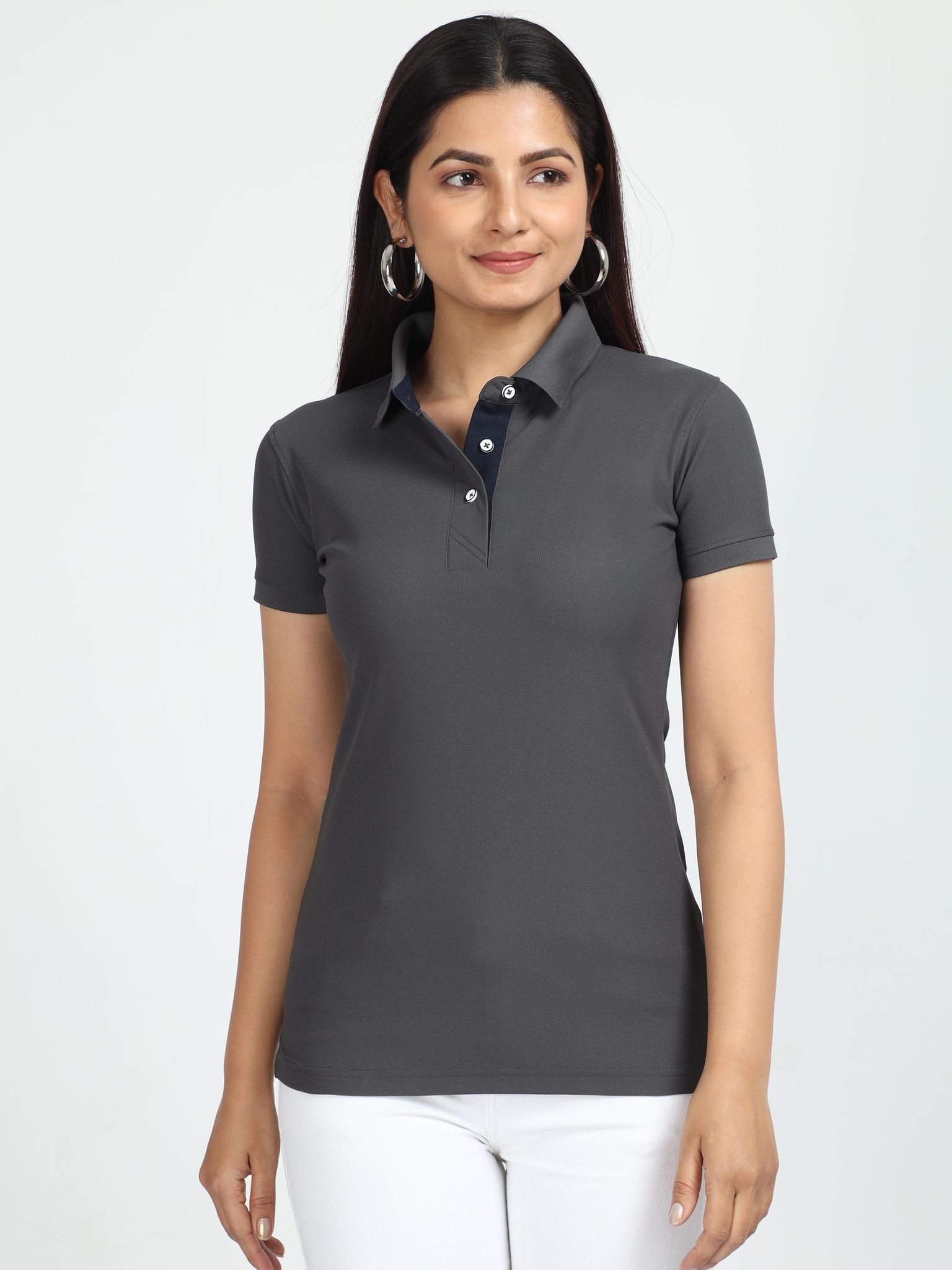 Charcoal Grey Women's Polo T-shirt