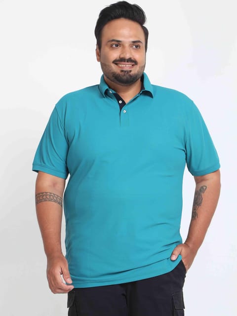 Plus Size Harbour Blue Men's Polo T-shirt