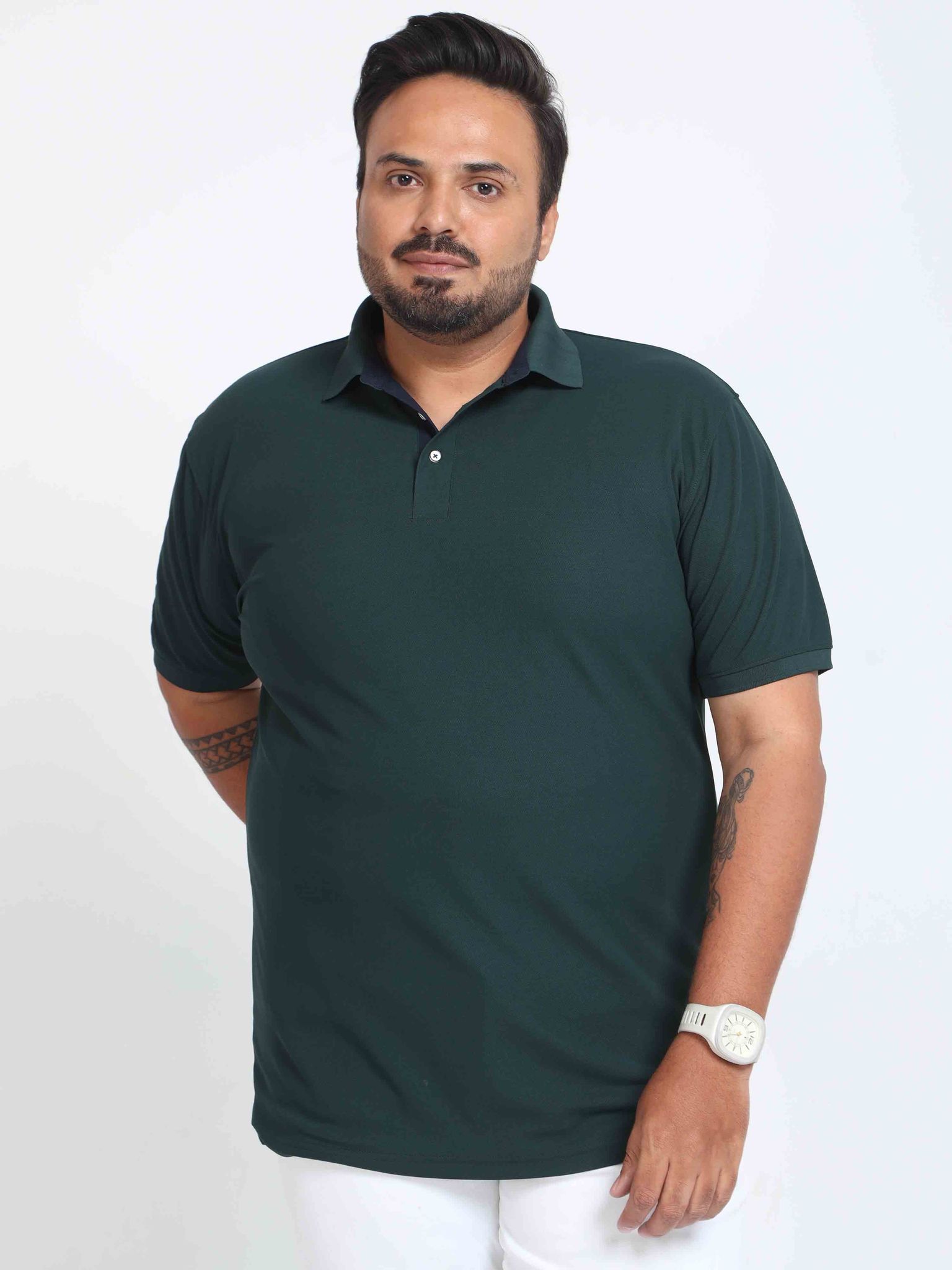 Plus Size Pine Green Men's Polo T-shirt