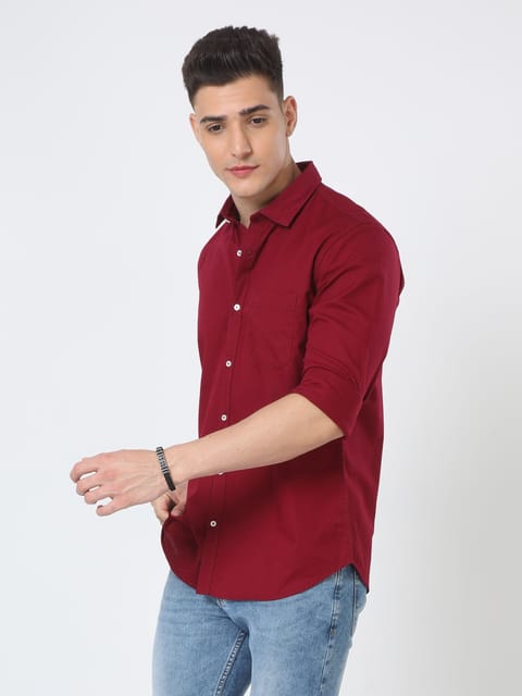 Urbaro Plain Maroon Shirt For Men