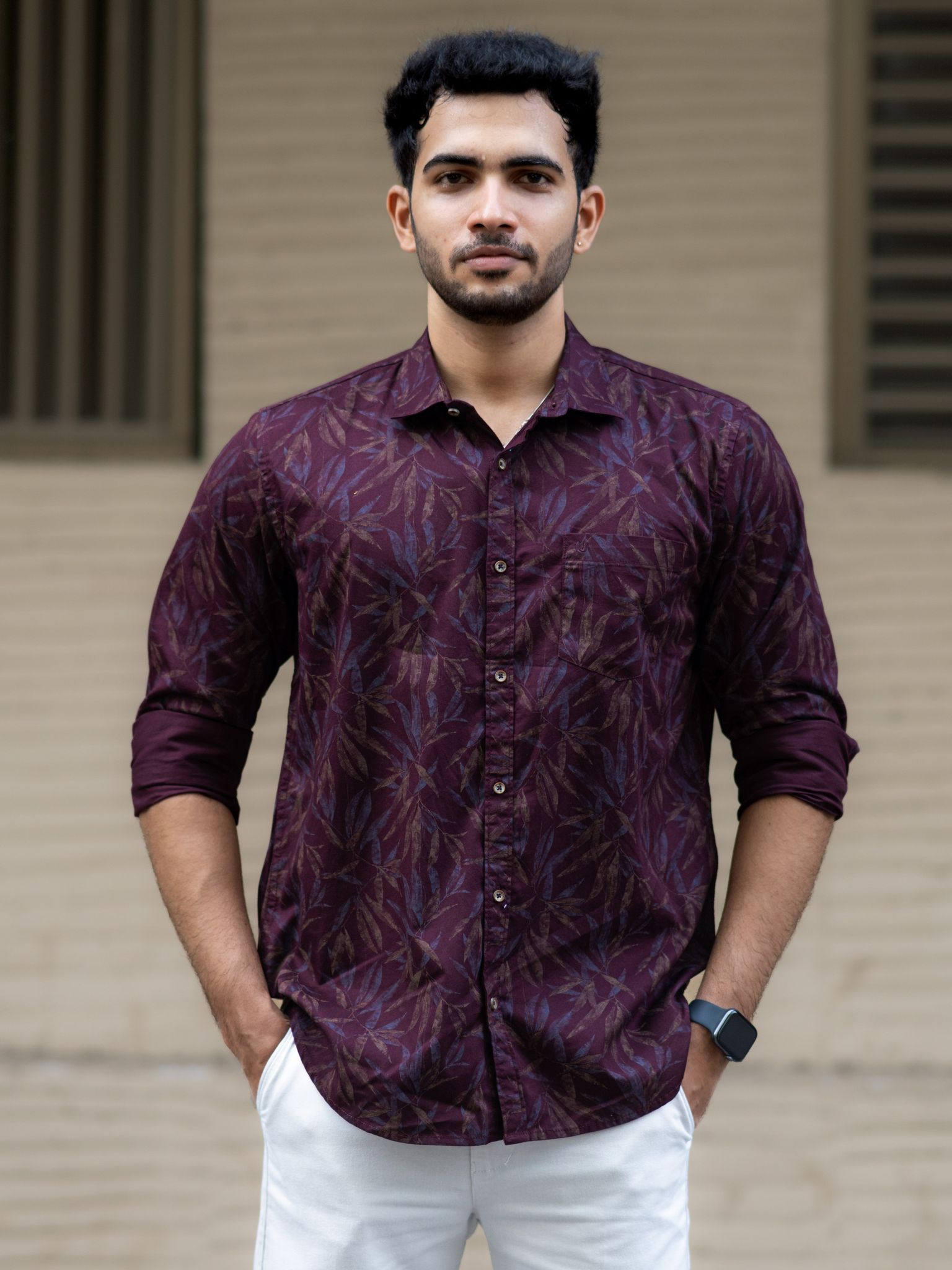 Burgundy Crimson Patterned Shirt