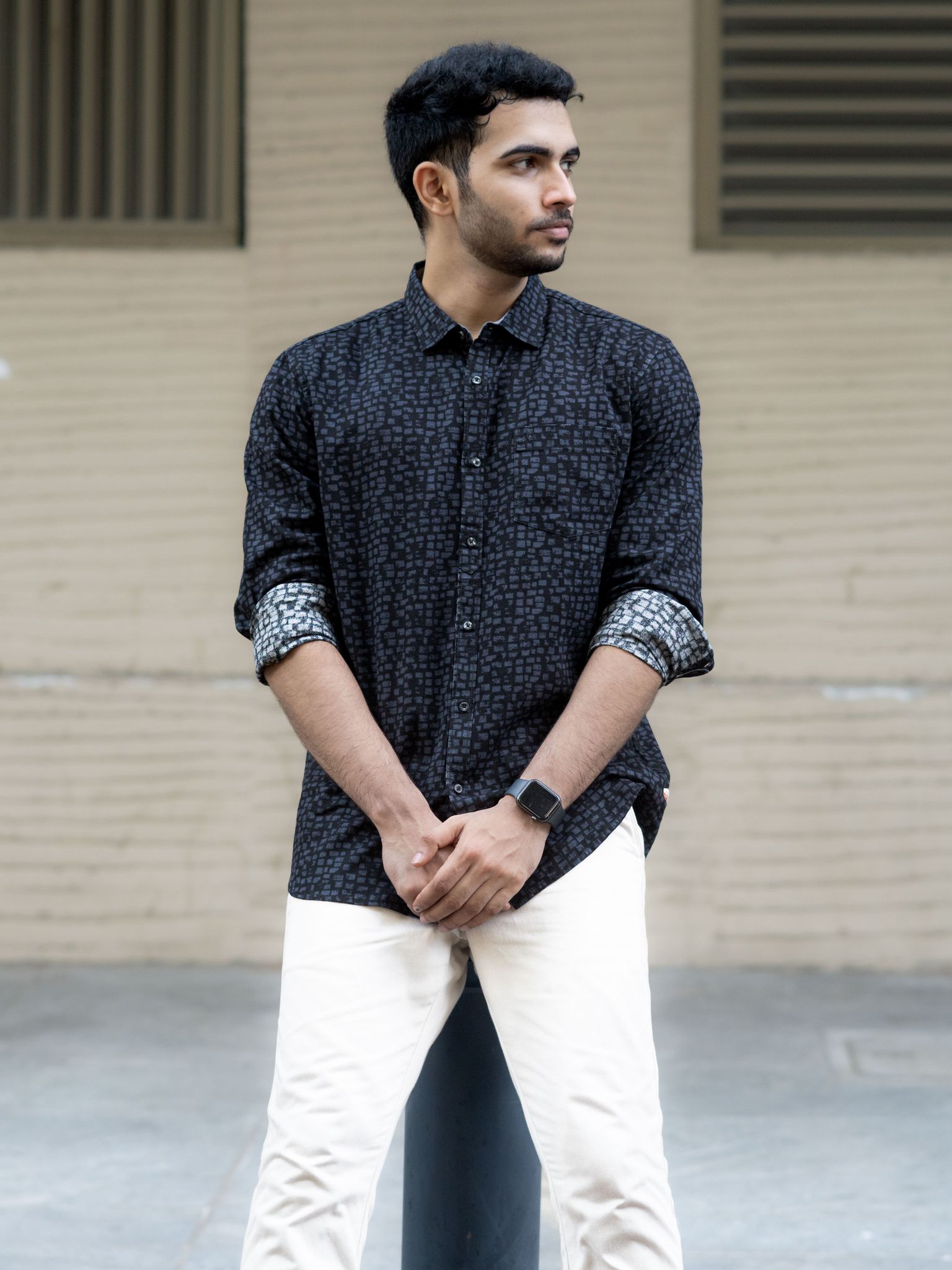 Jet Black Graphic  Print Shirt