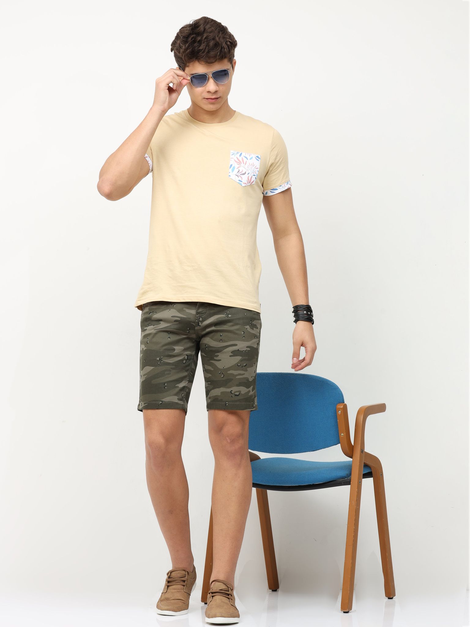 Olive Flatfront Slim Shorts