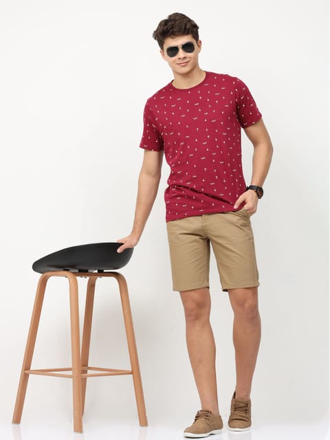 Khaki Flatfront Slim Shorts