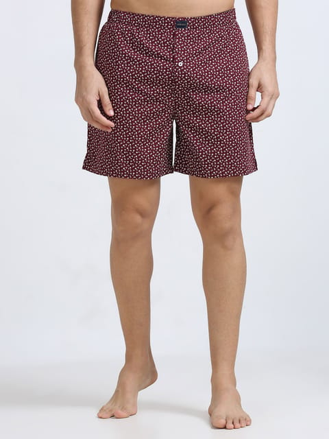 Claret Red Artistic Boxers Shorts