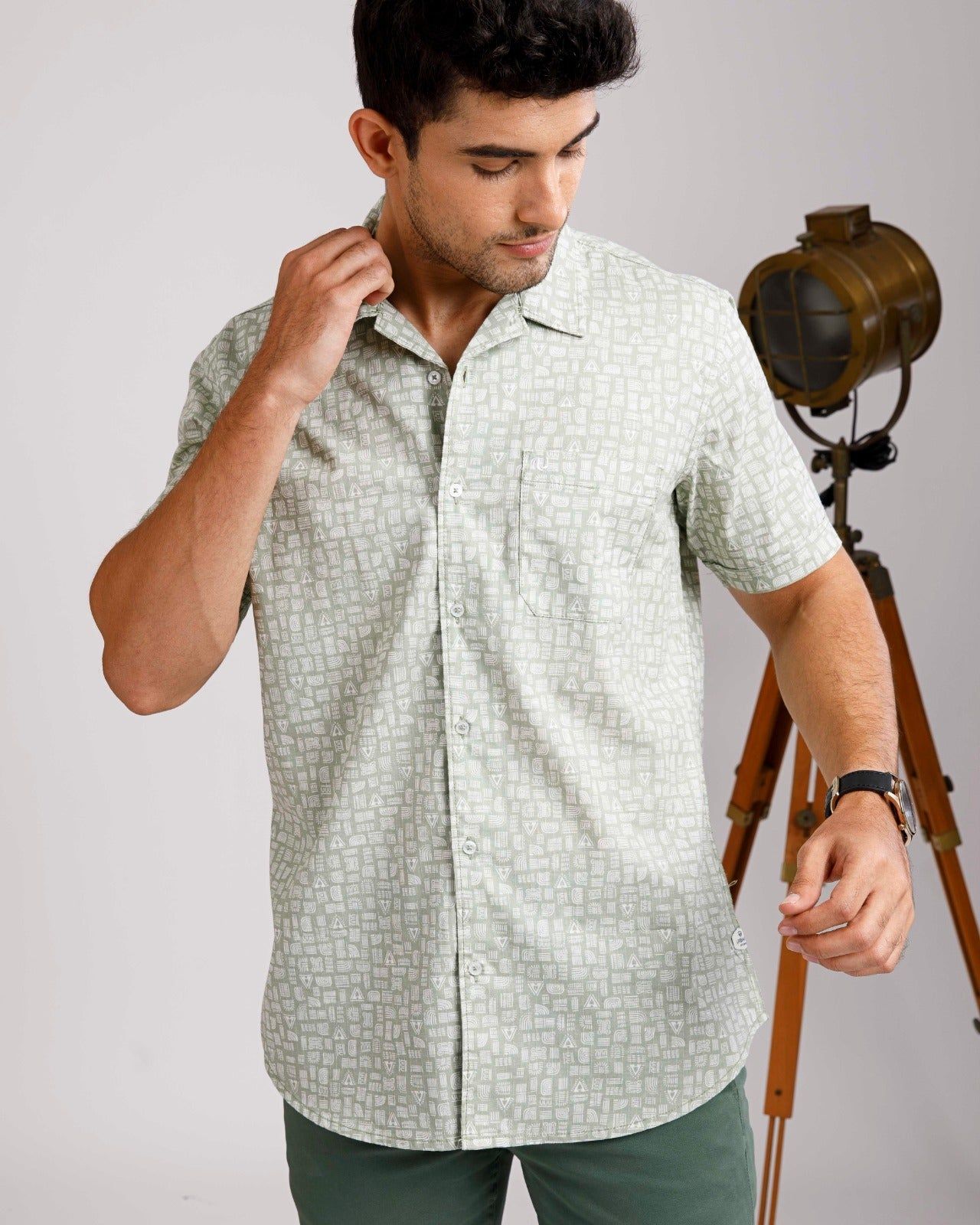 Tropical Green Short Sleeve Print Shirt