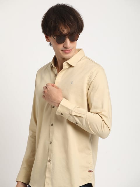 Natural Beige Everyday Plain Shirt